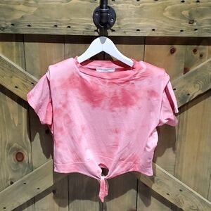 ALL SAINTS PINK TIE DYE CROP TOP W SHOULDER PADS SIZE X-SMALL